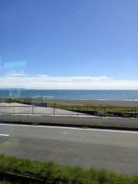 海岸沿いの道路から